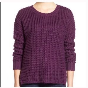 SAM EDELMAN Purple Chunky Knit Wool Blend Sweater medium Euc hi lo